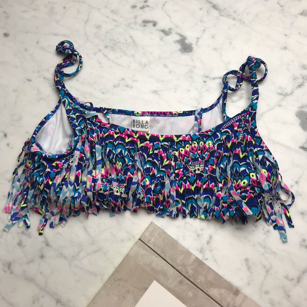 Billabong Fringe Bathing Suit Swimsuit Bikini Top